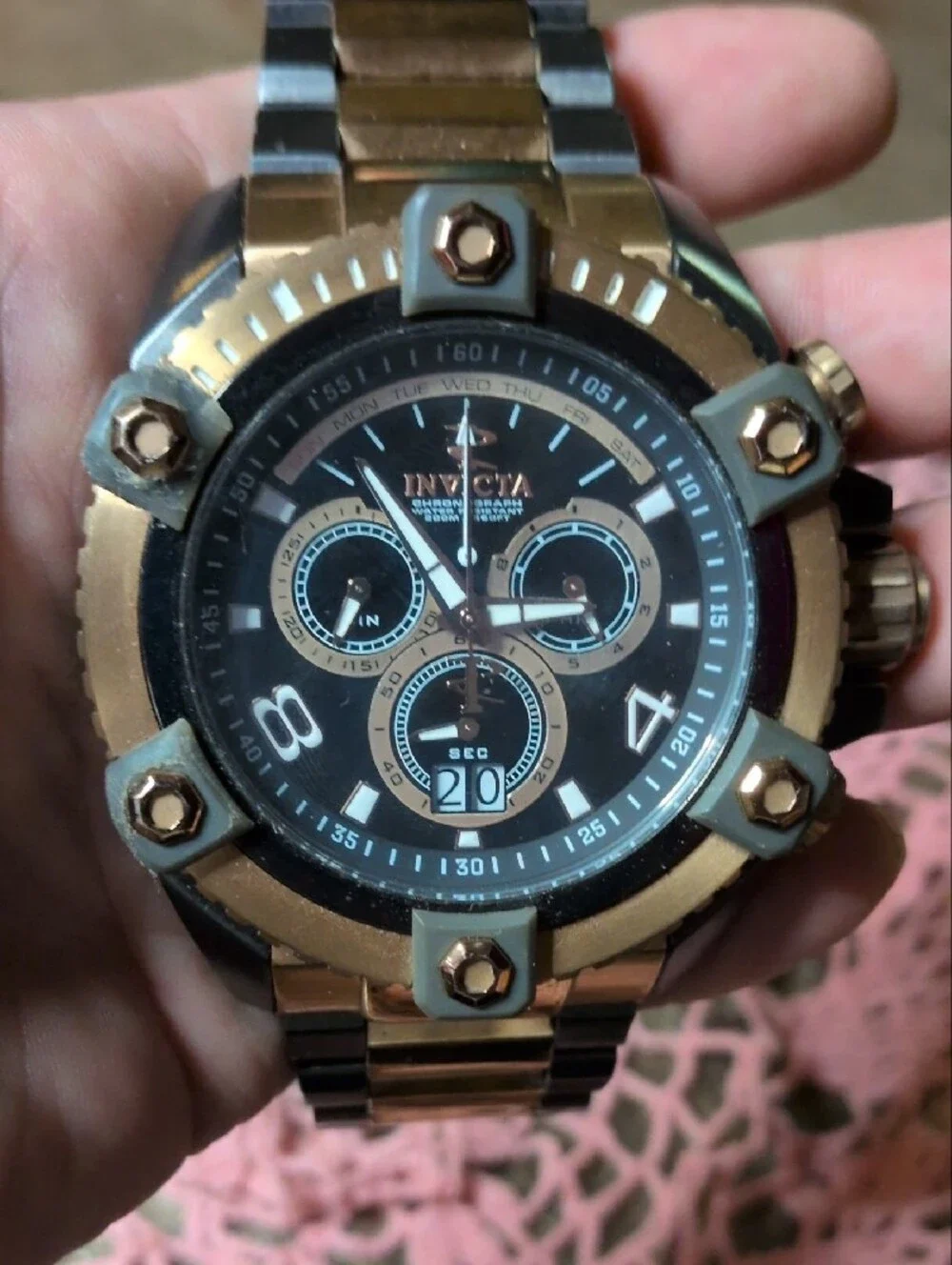 Invicta Black and Gold Men's Sport Chronograph Watch